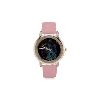 Staffordshire Bull Terrier Glow Design Women's Rose Gold Leather Strap Watch - TeeAmazing