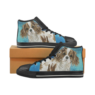 Cavalier King Charles Spaniel Water Colour No.1 Black Men’s Classic High Top Canvas Shoes - TeeAmazing