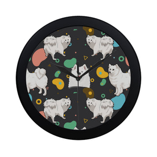 Samoyed Black Circular Plastic Wall clock - TeeAmazing