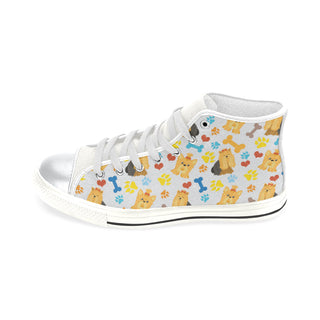 Shih Tzu Pattern White High Top Canvas Shoes for Kid - TeeAmazing