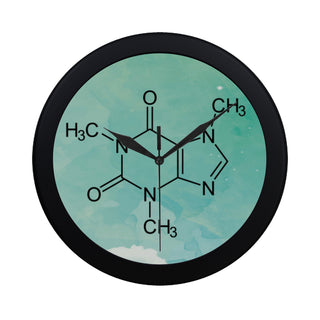 Caffeine Molecule Black Circular Plastic Wall clock - TeeAmazing