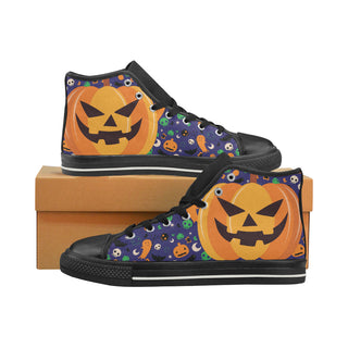 Pumpkin Halloween Black High Top Canvas Women's Shoes/Large Size - TeeAmazing