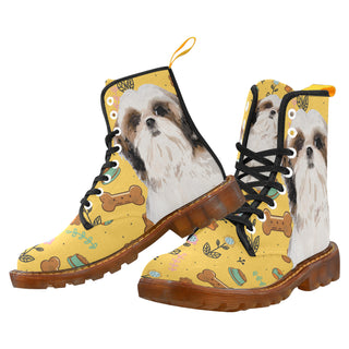 Shih Tzu Dog Black Boots For Men - TeeAmazing