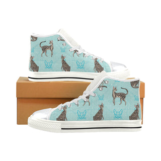 Serengeti Cat White High Top Canvas Women's Shoes/Large Size - TeeAmazing