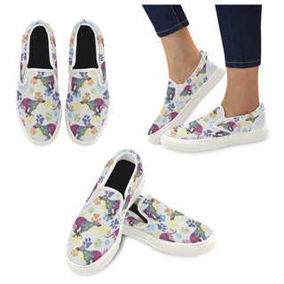 Greyhound Running Pattern No.1 White Women's Slip-on Canvas Shoes - TeeAmazing