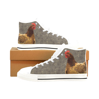 Chicken Footprint White Men’s Classic High Top Canvas Shoes /Large Size - TeeAmazing