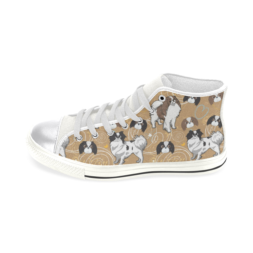 Japanese Chin White Women's Classic High Top Canvas Shoes - TeeAmazing