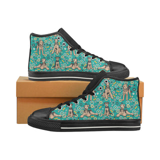 Airedale Terrier Pattern Black High Top Canvas Women's Shoes/Large Size - TeeAmazing