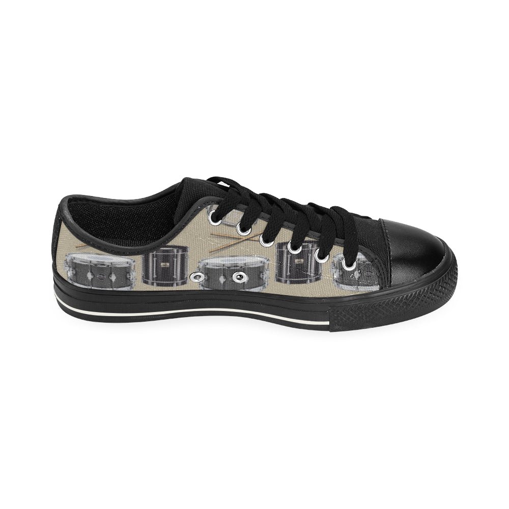 Drum Pattern Black Low Top Canvas Shoes for Kid - TeeAmazing