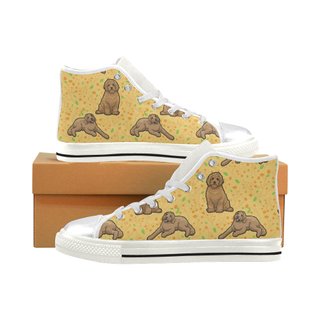Australian Goldendoodle Flower White Women's Classic High Top Canvas Shoes - TeeAmazing