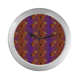 Violin Pattern Silver Color Wall Clock - TeeAmazing