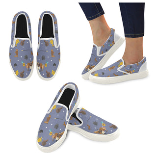 Equestrian Pattern White Women's Slip-on Canvas Shoes - TeeAmazing