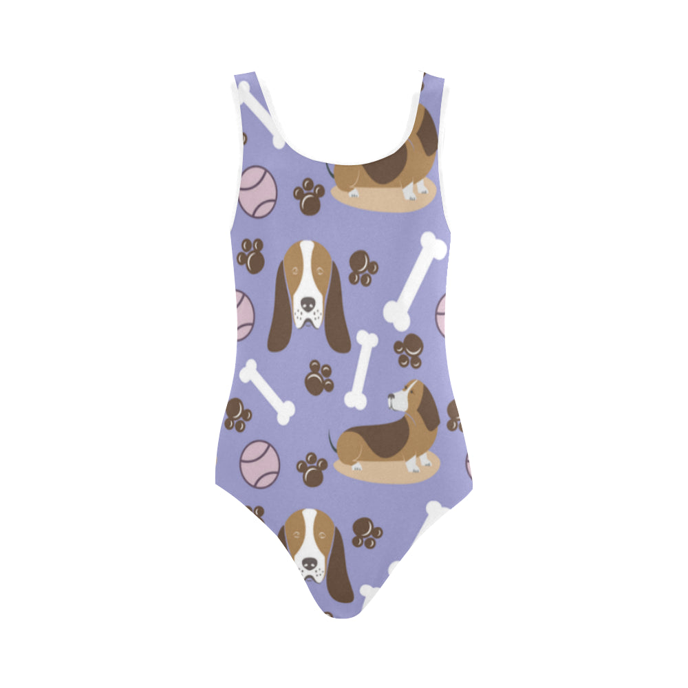 Basset Hound Pattern Vest One Piece Swimsuit - TeeAmazing