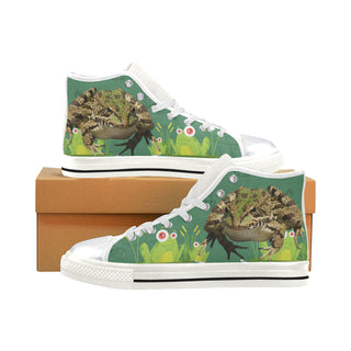 Frog White High Top Canvas Women's Shoes/Large Size - TeeAmazing