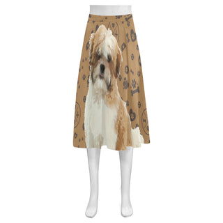 Maltese Shih Tzu Dog Mnemosyne Women's Crepe Skirt (Model D16) - TeeAmazing