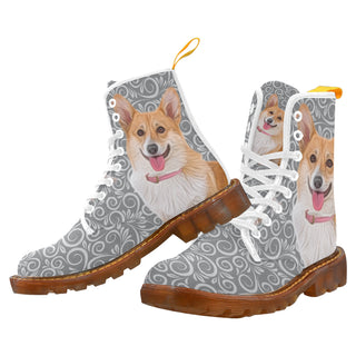 Corgi Lover White Boots For Women - TeeAmazing