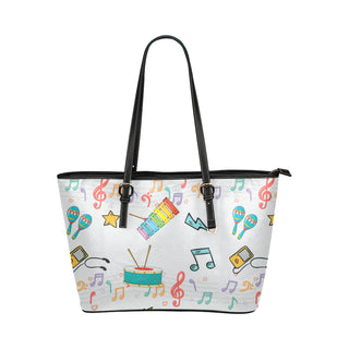 Cute Music Leather Tote Bag/Small - TeeAmazing