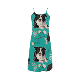 Border Collie Flower Alcestis Slip Dress - TeeAmazing