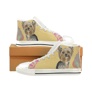 Yorkshire Terrier Water Colour No.1 White Men’s Classic High Top Canvas Shoes - TeeAmazing