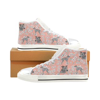 Italian Greyhound Flower White High Top Canvas Women's Shoes/Large Size (Model 017) - TeeAmazing