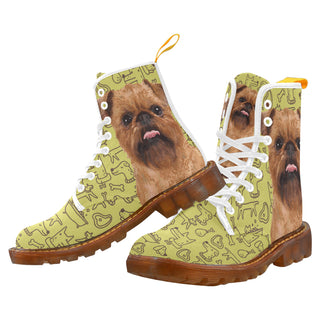 Brussels Griffon White Boots For Men - TeeAmazing