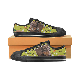 Dachshund Black Low Top Canvas Shoes for Kid - TeeAmazing