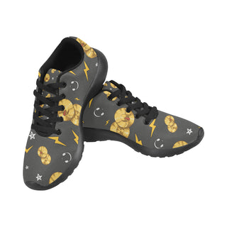 Cymbals Pattern Black Men's Running Shoes/Large Size (Model 020) - TeeAmazing