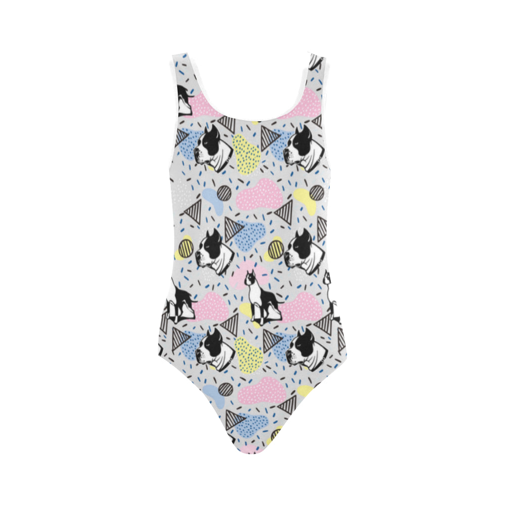 American Staffordshire Terrier Pattern Vest One Piece Swimsuit - TeeAmazing