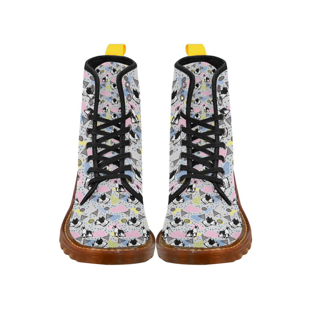 American Staffordshire Terrier Pattern Black Boots For Men - TeeAmazing