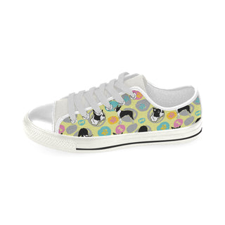 Boston Terrier Pattern White Low Top Canvas Shoes for Kid - TeeAmazing