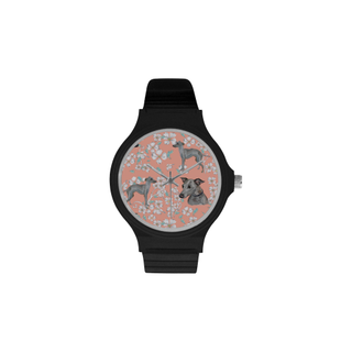 Italian Greyhound Flower Unisex Round Plastic Watch(Model 302) - TeeAmazing