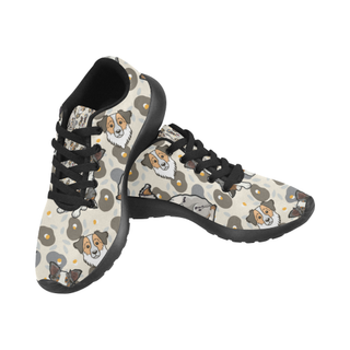 Australian Shepherd Flower Black Sneakers for Men - TeeAmazing