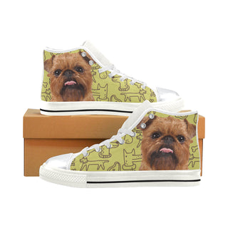 Brussels Griffon White High Top Canvas Shoes for Kid - TeeAmazing