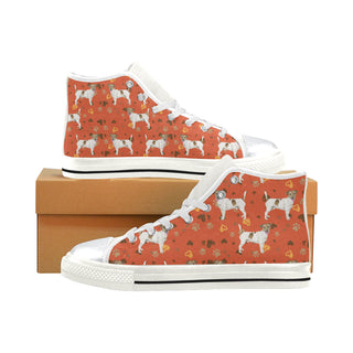 Jack Russell Terrier Water Colour Pattern No.1 White High Top Canvas Women's Shoes/Large Size - TeeAmazing