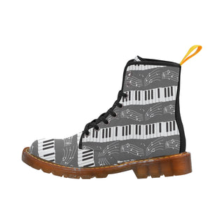 Piano Pattern Black Boots For Women - TeeAmazing