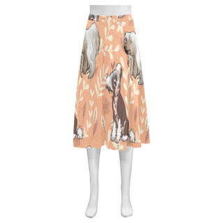 Chinese Crested Flower Mnemosyne Women's Crepe Skirt (Model D16) - TeeAmazing