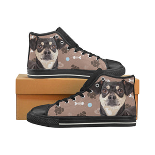 Chiweenie Dog Black High Top Canvas Women's Shoes/Large Size - TeeAmazing