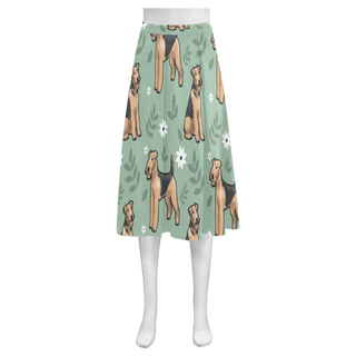 Airedale Terrier Flower Mnemosyne Women's Crepe Skirt (Model D16) - TeeAmazing