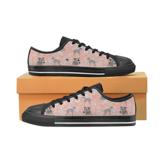 Italian Greyhound Flower Black Low Top Canvas Shoes for Kid (Model 018) - TeeAmazing