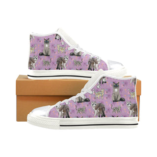Balinese Cat White High Top Canvas Women's Shoes/Large Size - TeeAmazing