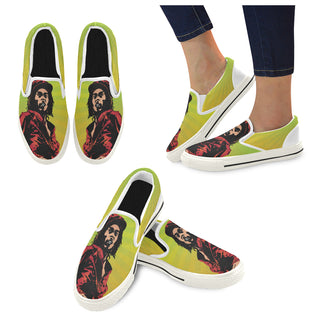 Bob Marley White Women's Slip-on Canvas Shoes/Large Size (Model 019) - TeeAmazing