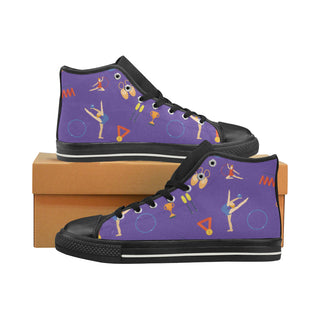 Gymnastics Pattern Black High Top Canvas Shoes for Kid - TeeAmazing