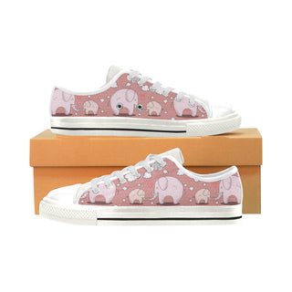 Elephant Pattern White Low Top Canvas Shoes for Kid - TeeAmazing