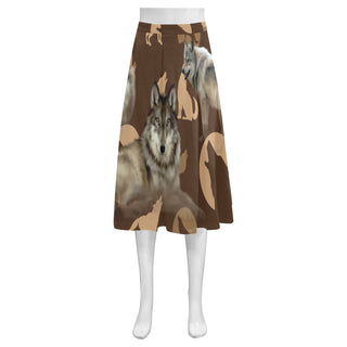 Wolf Lover Mnemosyne Women's Crepe Skirt (Model D16) - TeeAmazing