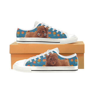 Baby Poodle Dog White Low Top Canvas Shoes for Kid - TeeAmazing