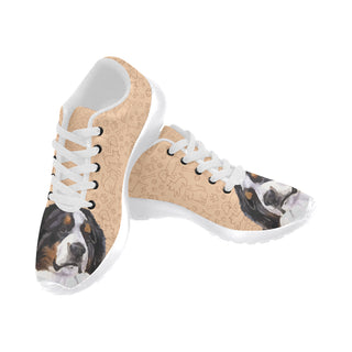 Bernese Mountain White Sneakers Size 13-15 for Men - TeeAmazing