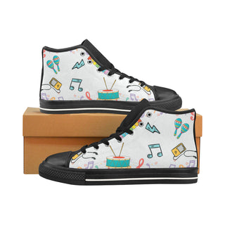 Cute Music Black Men’s Classic High Top Canvas Shoes /Large Size - TeeAmazing