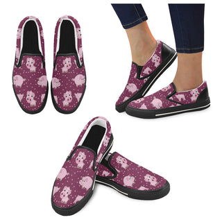 Pig Black Women's Slip-on Canvas Shoes/Large Size (Model 019) - TeeAmazing