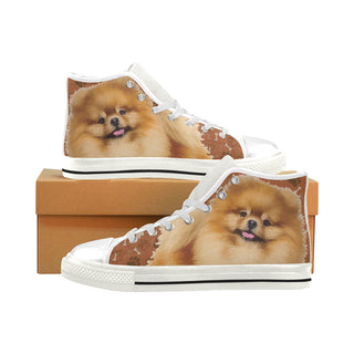 Pomeranian Dog White Men’s Classic High Top Canvas Shoes - TeeAmazing