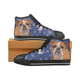 English Bulldog Lover Black High Top Canvas Shoes for Kid - TeeAmazing